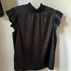 Satin Ruffle Sleeve Top
